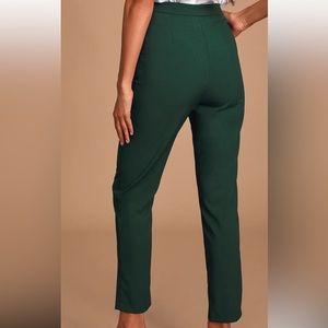 Lulu’s Kick It Forest Green High-Waisted Trouser Pants L